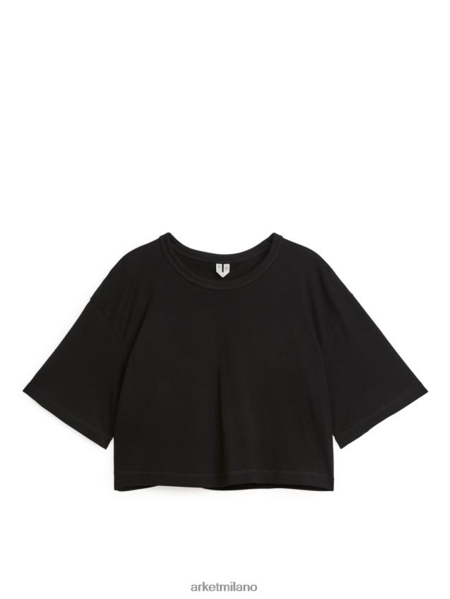 vestiario esso ARKET donne maglietta ritagliata nero 6F0F6L298