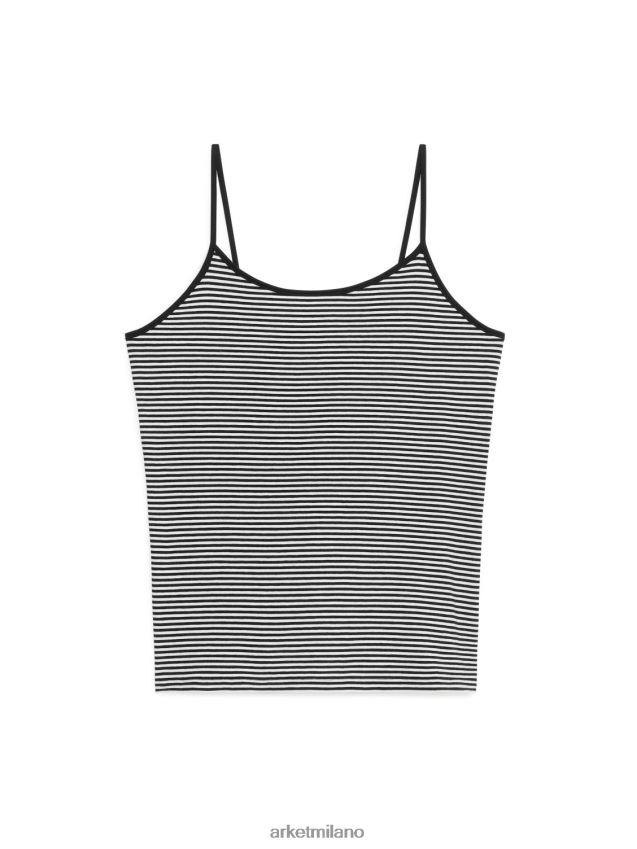vestiario esso ARKET donne parte superiore con spalline in jersey nero bianco 6F0F6L366