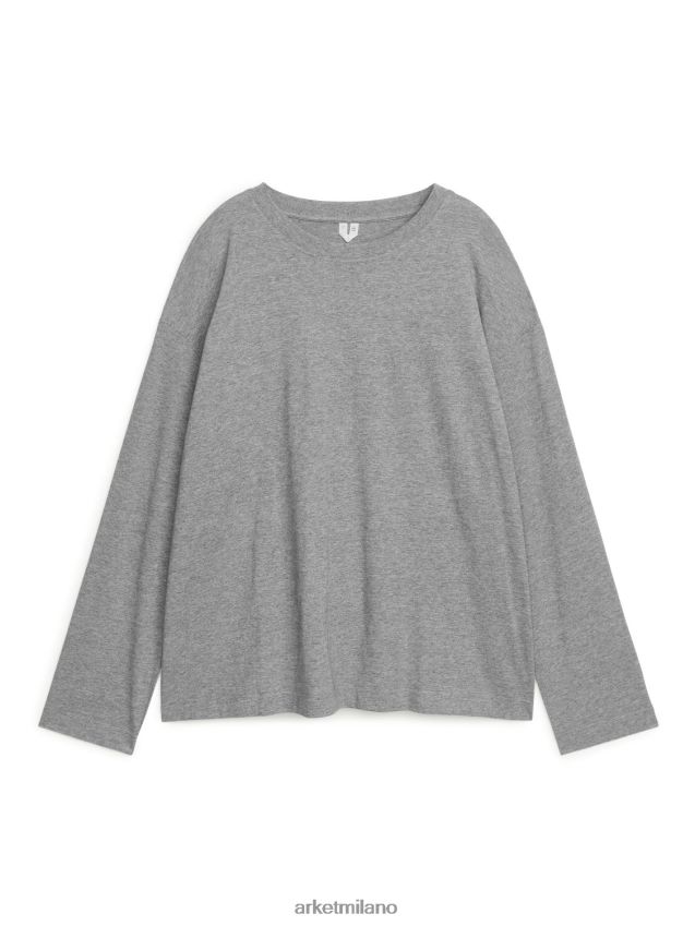 vestiario esso ARKET donne t-shirt oversize in cotone pima grigio melange 6F0F6L379