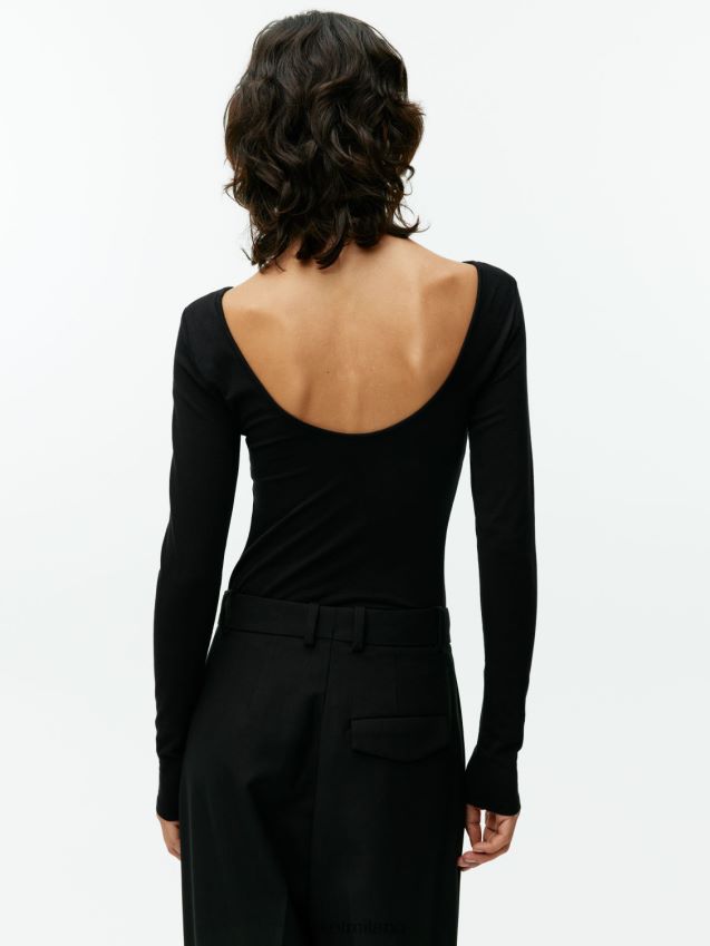 vestiario esso ARKET donne top in jersey con scollo rotondo nero 6F0F6L277