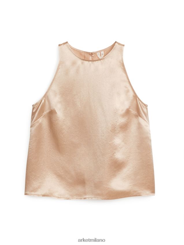 vestiario esso ARKET donne top in raso senza maniche beige 6F0F6L41