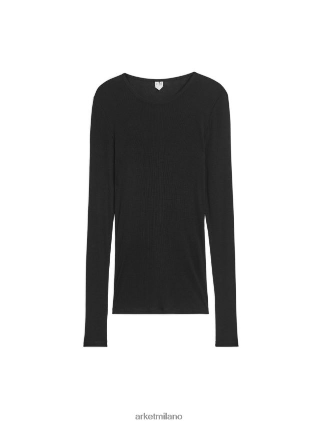 vestiario esso ARKET donne top in seta a coste nero 6F0F6L354