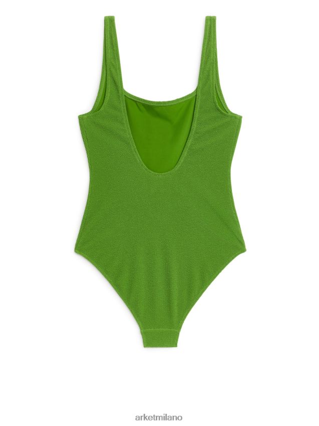 vestiario esso ARKET donne Costume da bagno stropicciato con scollo quadrato verde 6F0F6L598