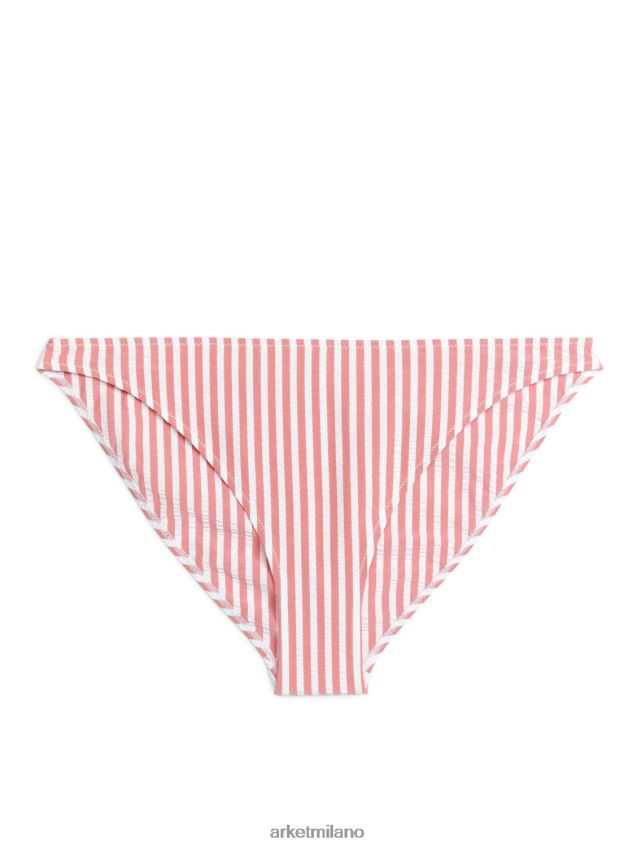 vestiario esso ARKET donne Slip bikini in seersucker rosso bianco 6F0F6L601