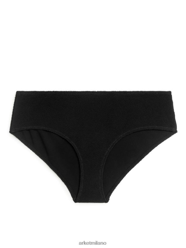 vestiario esso ARKET donne Slip bikini increspati a vita bassa nero 6F0F6L626
