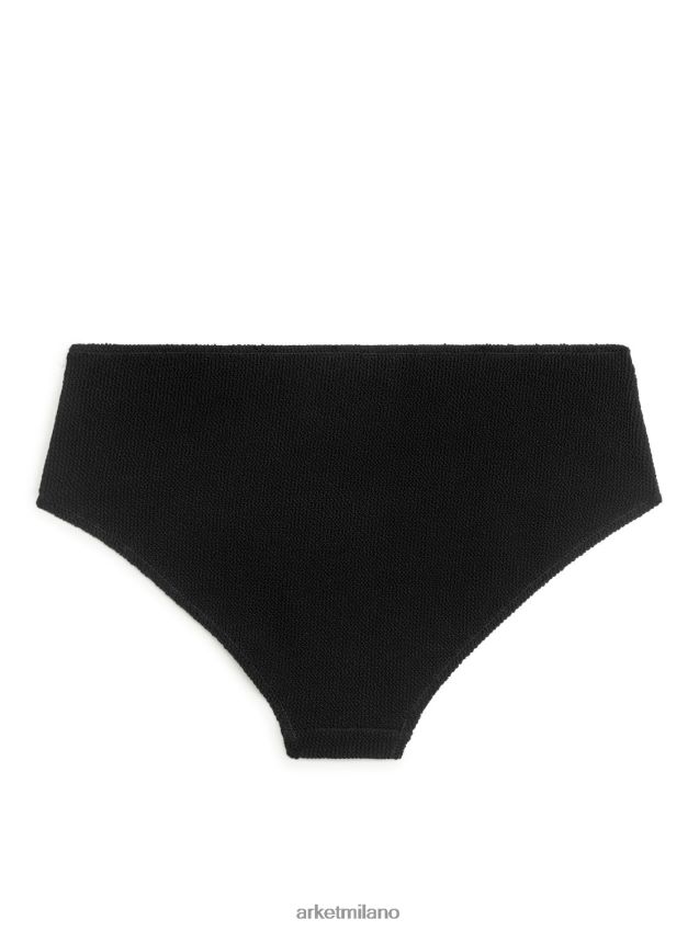 vestiario esso ARKET donne Slip bikini increspati a vita bassa nero 6F0F6L626