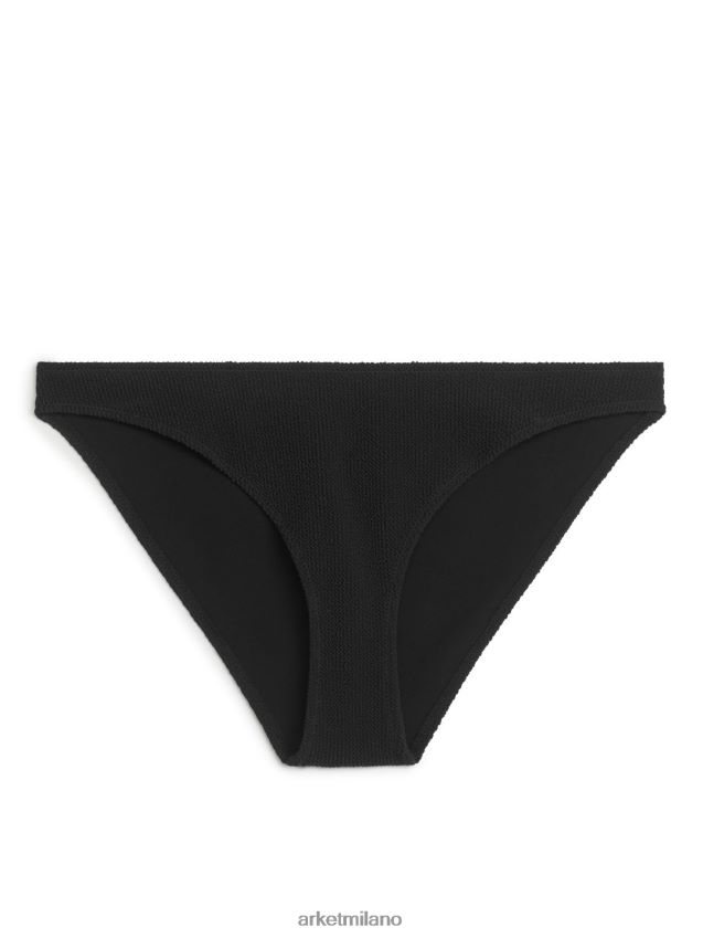 vestiario esso ARKET donne Slip bikini increspato a vita bassa nero 6F0F6L595