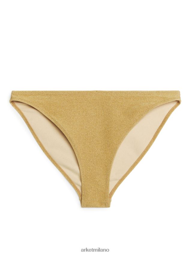 vestiario esso ARKET donne Slip bikini scintillante a vita media oro 6F0F6L618