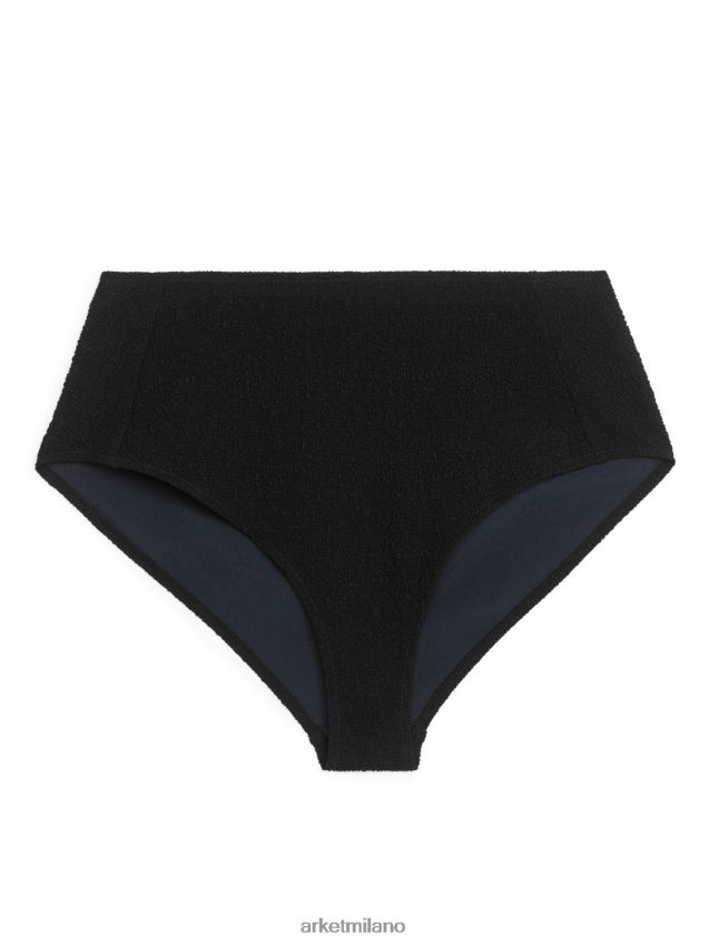 vestiario esso ARKET donne Slip bikini strutturato a vita alta nero 6F0F6L623
