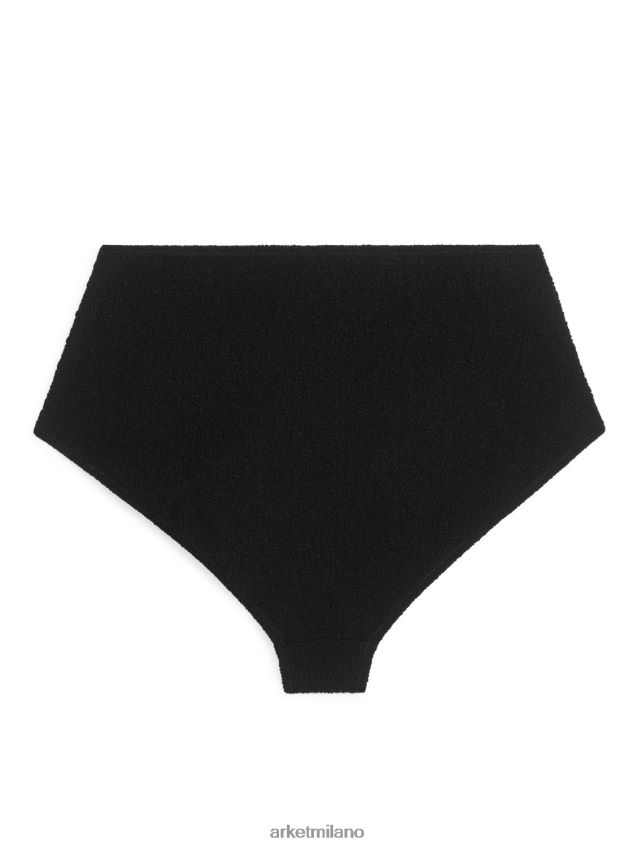 vestiario esso ARKET donne Slip bikini strutturato a vita alta nero 6F0F6L623