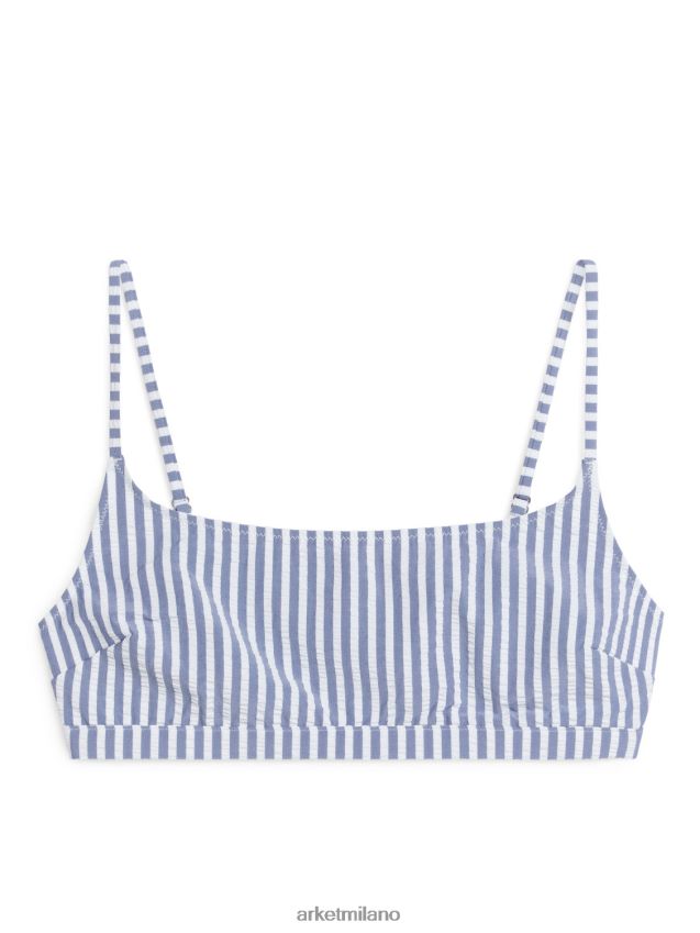 vestiario esso ARKET donne Top bikini in seersucker blu bianco 6F0F6L593