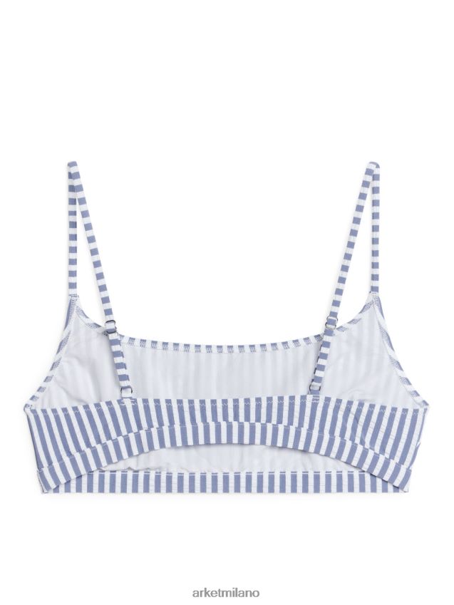 vestiario esso ARKET donne Top bikini in seersucker blu bianco 6F0F6L593