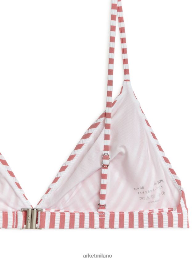 vestiario esso ARKET donne Top bikini in seersucker rosso bianco 6F0F6L603