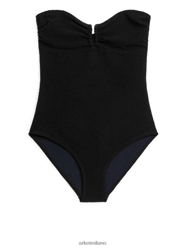 vestiario esso ARKET donne costume da bagno a fascia strutturato nero 6F0F6L624