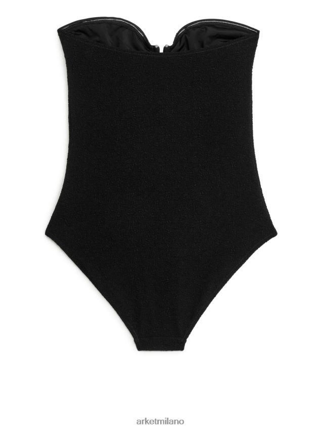 vestiario esso ARKET donne costume da bagno a fascia strutturato nero 6F0F6L624