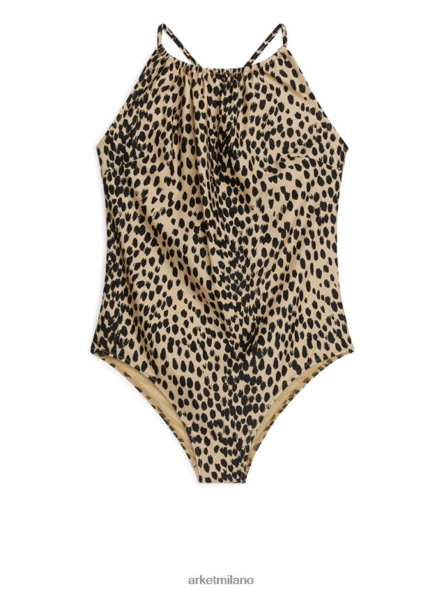 vestiario esso ARKET donne costume da bagno con dettagli in ruche beige/nero 6F0F6L619