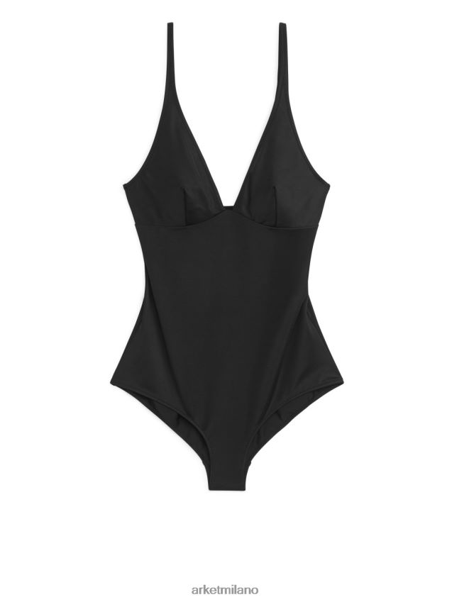 vestiario esso ARKET donne costume da bagno con scollo a V nero 6F0F6L592