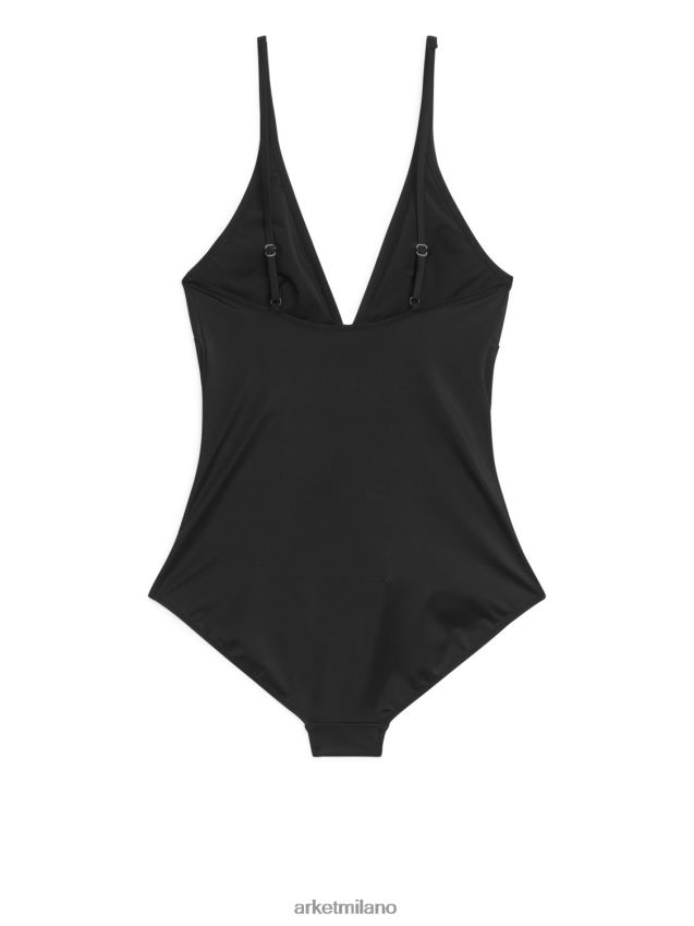 vestiario esso ARKET donne costume da bagno con scollo a V nero 6F0F6L592
