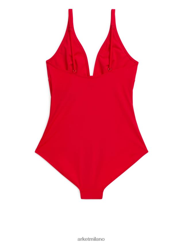 vestiario esso ARKET donne costume da bagno con scollo a V rosso 6F0F6L611