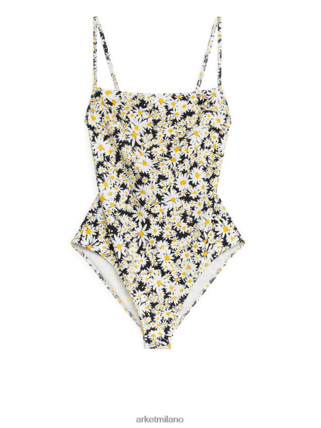 vestiario esso ARKET donne costume da bagno con scollo quadrato blu/bianco/giallo 6F0F6L583
