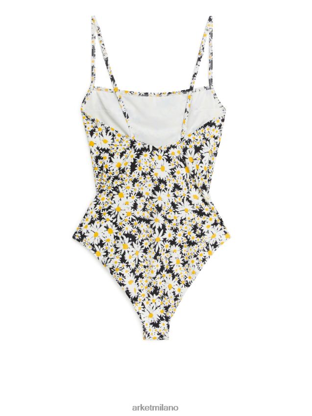 vestiario esso ARKET donne costume da bagno con scollo quadrato blu/bianco/giallo 6F0F6L583