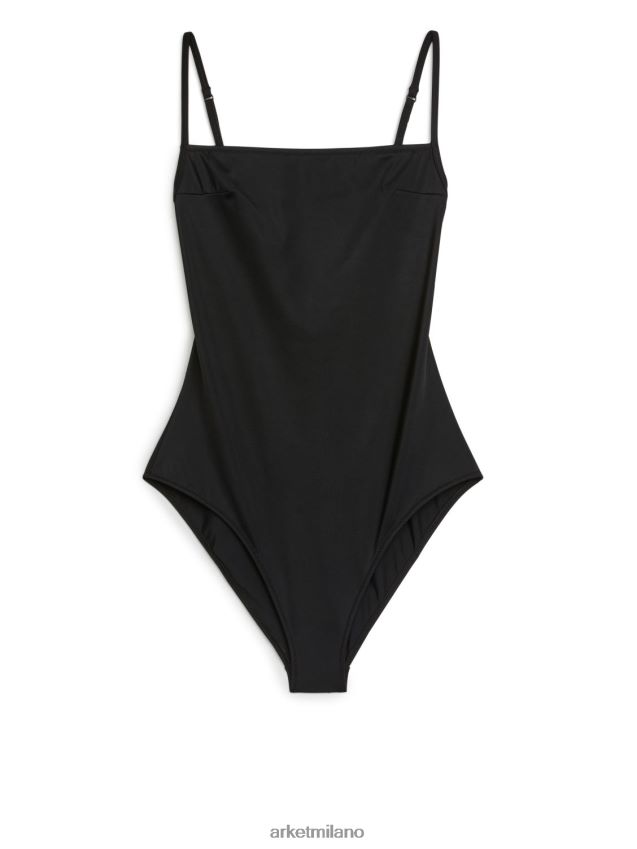vestiario esso ARKET donne costume da bagno con scollo quadrato nero 6F0F6L591