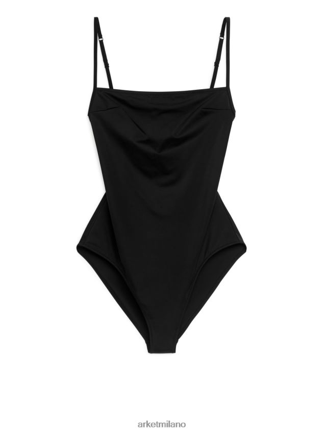 vestiario esso ARKET donne costume da bagno con scollo quadrato nero 6F0F6L591