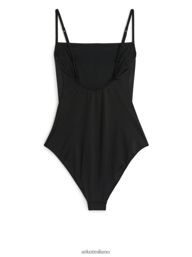 vestiario esso ARKET donne costume da bagno con scollo quadrato nero 6F0F6L591
