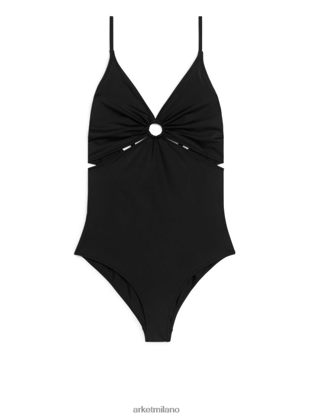 vestiario esso ARKET donne costume da bagno dettagliato ritagliato nero 6F0F6L612