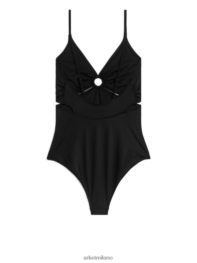 vestiario esso ARKET donne costume da bagno dettagliato ritagliato nero 6F0F6L612