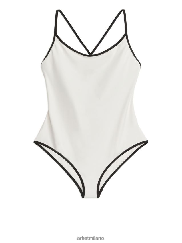 vestiario esso ARKET donne costume da bagno opaco bianco sporco/nero 6F0F6L584