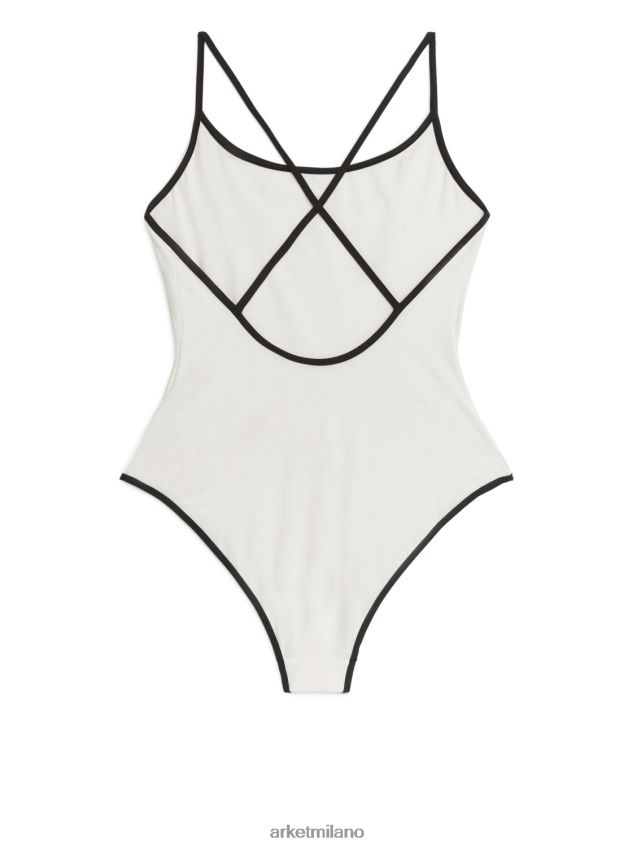vestiario esso ARKET donne costume da bagno opaco bianco sporco/nero 6F0F6L584
