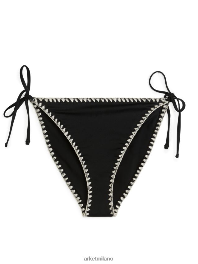 vestiario esso ARKET donne fondo bikini tanga allacciato nero/bianco sporco 6F0F6L609