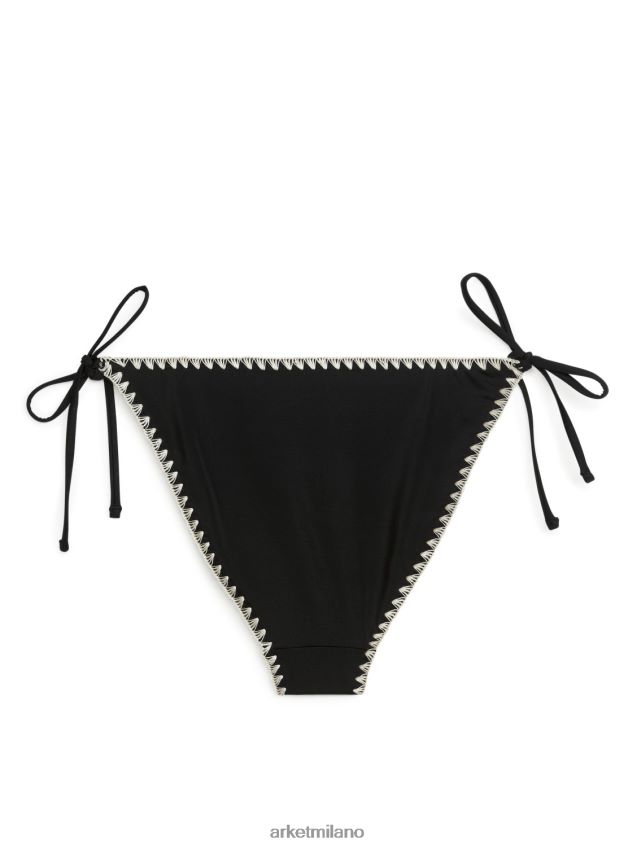 vestiario esso ARKET donne fondo bikini tanga allacciato nero/bianco sporco 6F0F6L609