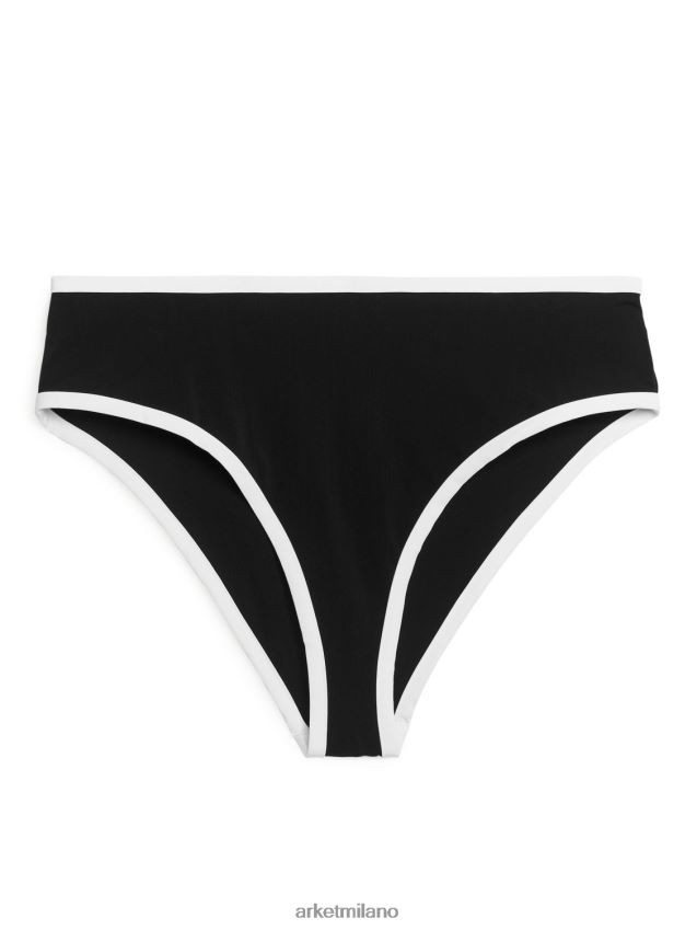 vestiario esso ARKET donne parte inferiore del bikini a vita alta nero bianco 6F0F6L600