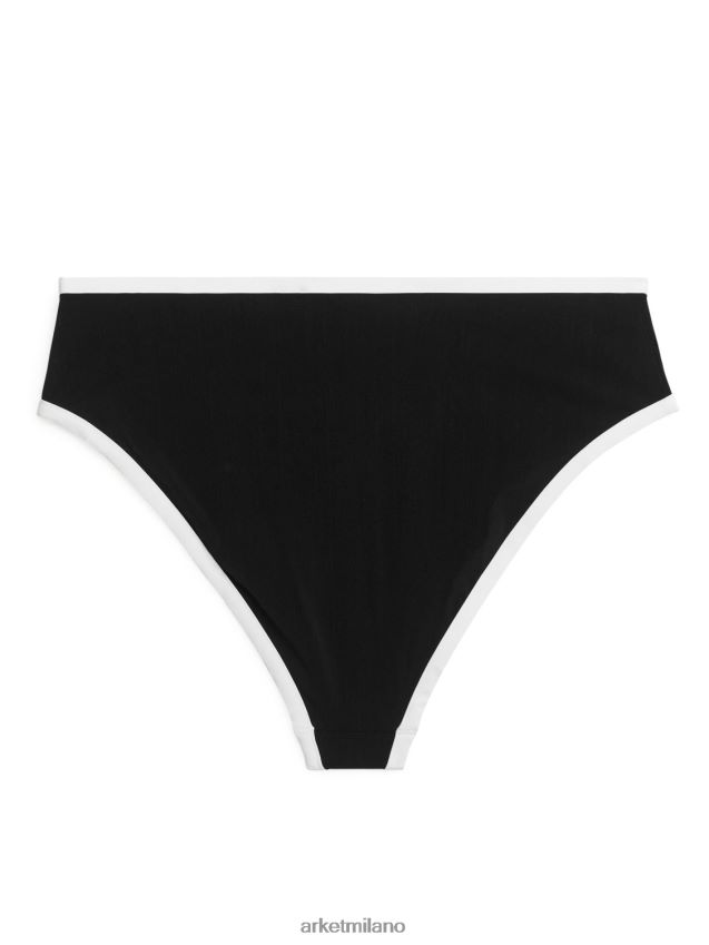 vestiario esso ARKET donne parte inferiore del bikini a vita alta nero bianco 6F0F6L600