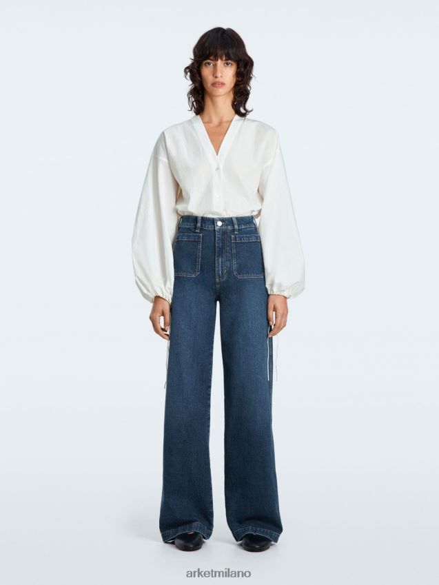 vestiario esso ARKET donne jeans lupine elasticizzati a zampa alta blu 6F0F6L156