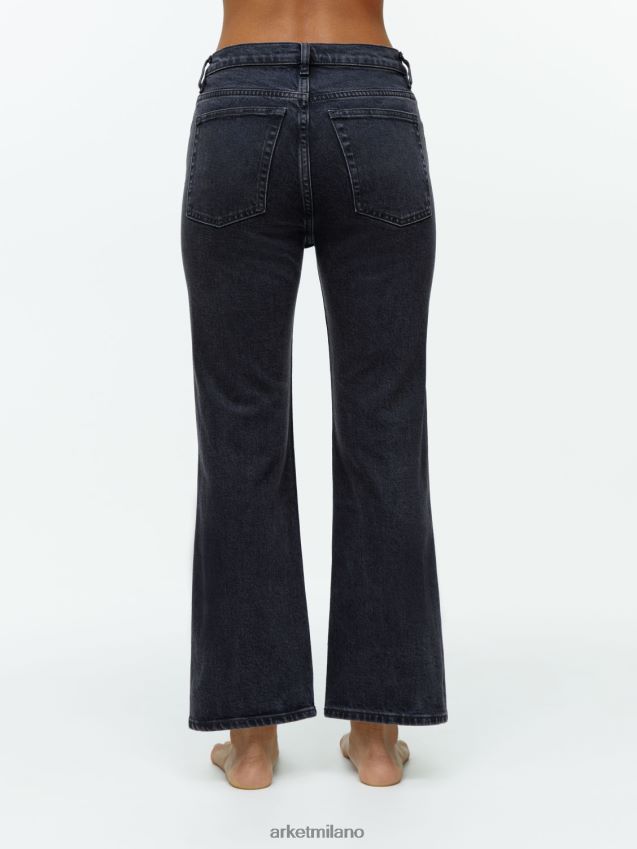 vestiario esso ARKET donne jeans stretch svasati cropped felce nero d\'epoca 6F0F6L146