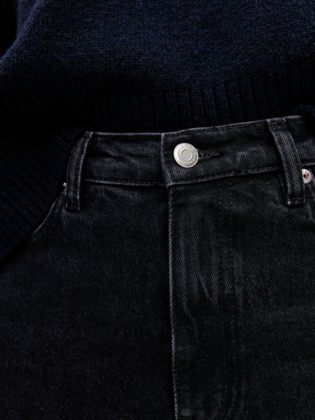 vestiario esso ARKET donne jeans stretch svasati cropped felce nero d\'epoca 6F0F6L146