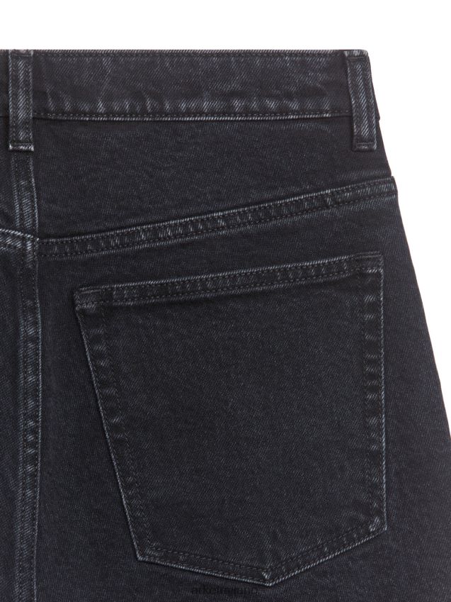 vestiario esso ARKET donne jeans stretch svasati cropped felce nero d\'epoca 6F0F6L146