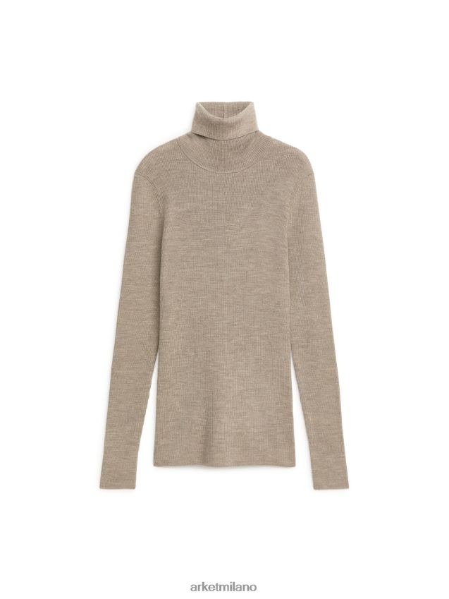 vestiario esso ARKET donne Dolcevita in lana merino beige melange 6F0F6L350