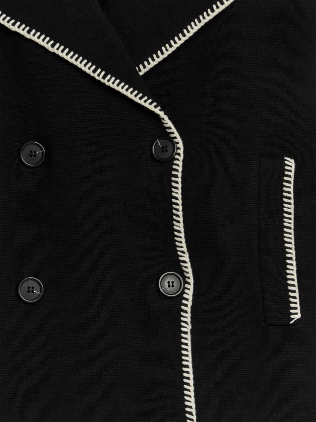 vestiario esso ARKET donne Giacca in maglia con cuciture a contrasto nero/bianco sporco 6F0F6L415