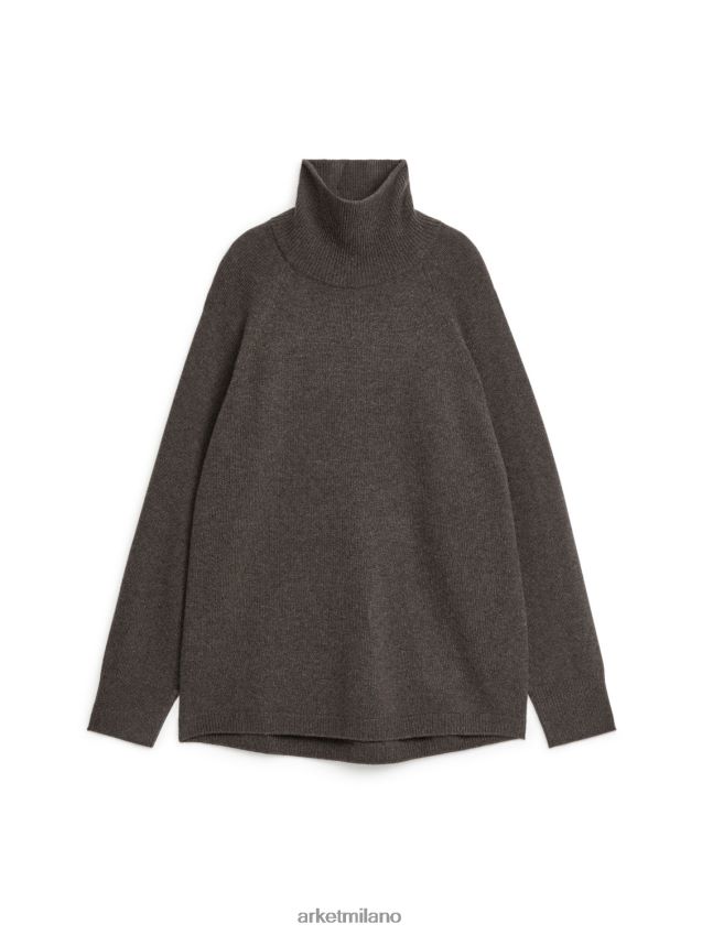 vestiario esso ARKET donne Maglia dolcevita in cashmere con maniche raglan Marrone scuro 6F0F6L438