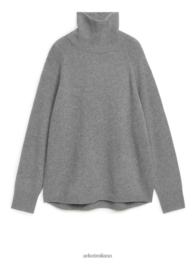 vestiario esso ARKET donne Maglia dolcevita in cashmere con maniche raglan grigio 6F0F6L444