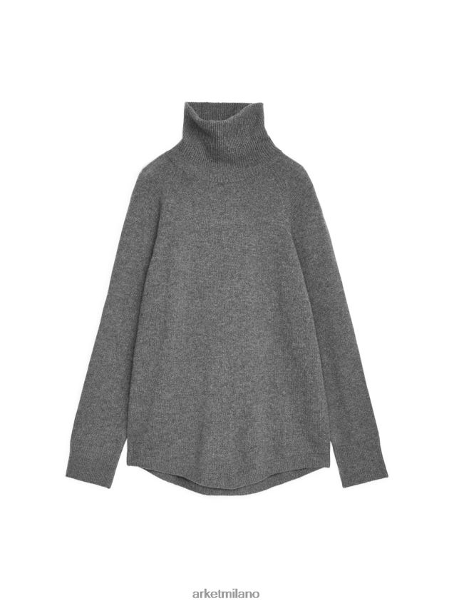 vestiario esso ARKET donne Maglia dolcevita in cashmere con maniche raglan grigio 6F0F6L445