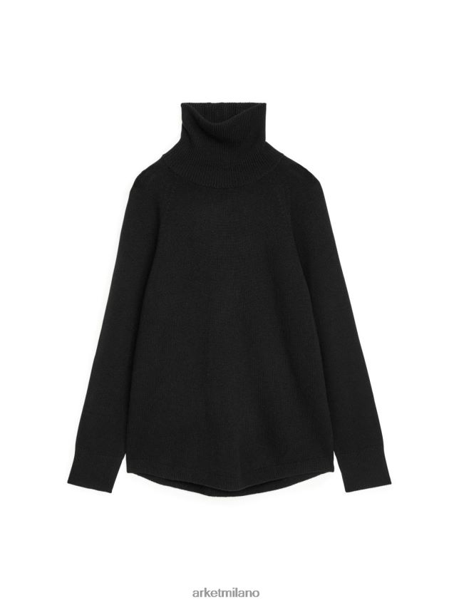 vestiario esso ARKET donne Maglia dolcevita in cashmere con maniche raglan nero 6F0F6L446