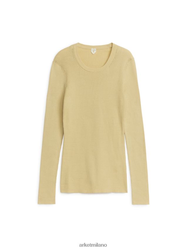 vestiario esso ARKET donne Maglia in cotone a coste vaniglia 6F0F6L409