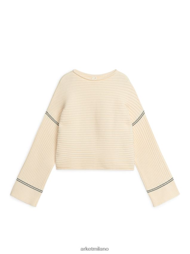 vestiario esso ARKET donne Maglia in cotone lavorato a coste bianco 6F0F6L400