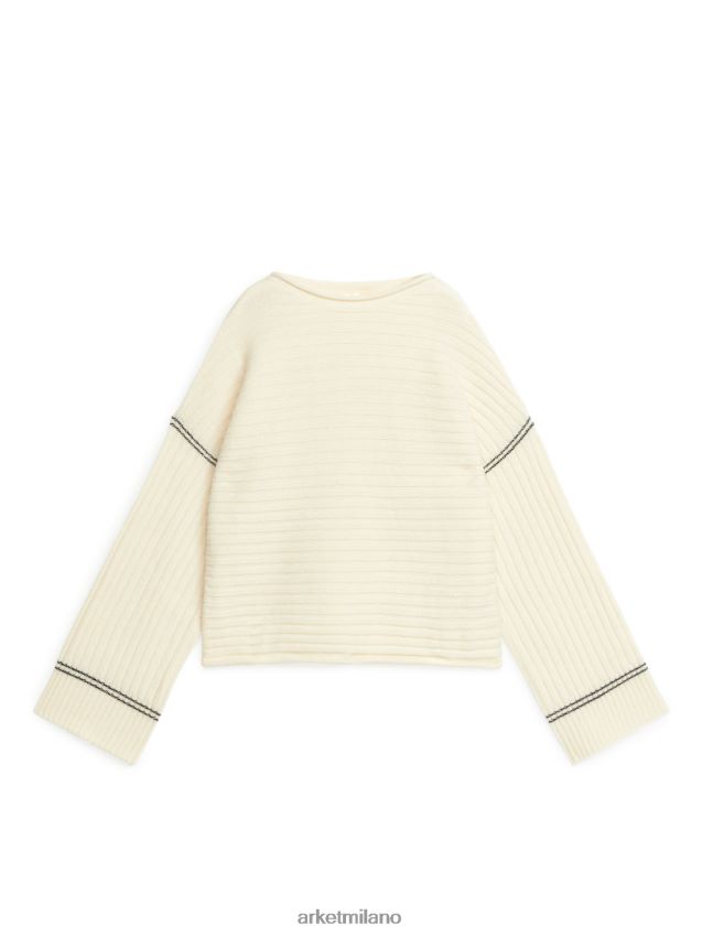 vestiario esso ARKET donne Maglia in lana lavorata a coste bianco 6F0F6L443
