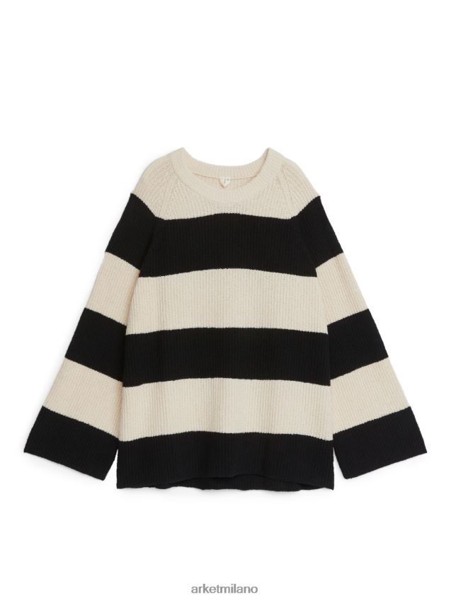 vestiario esso ARKET donne Maglia in misto cotone nero bianco 6F0F6L399